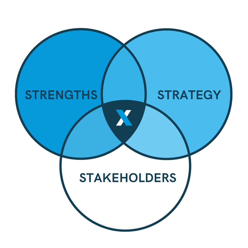 Three pillars of transition success - Strengths, Strategy, Stakeholders
