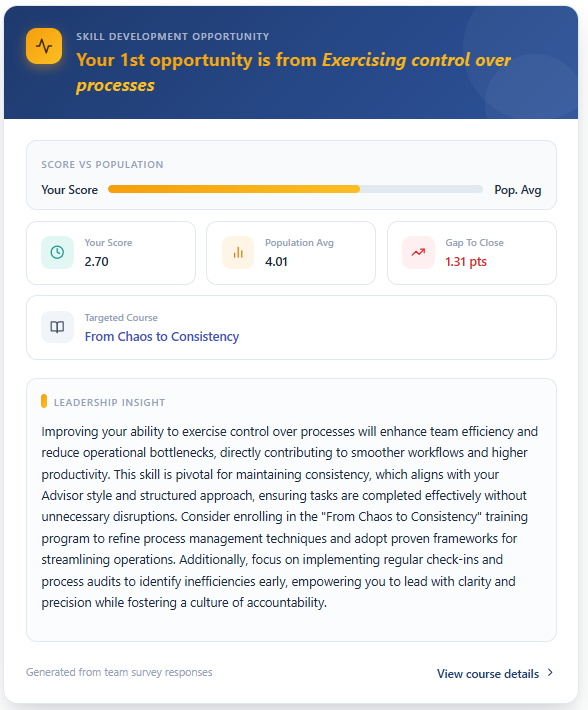 AI coaching - skill development opportunity with targeted course recommendation